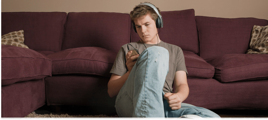 man listening to music